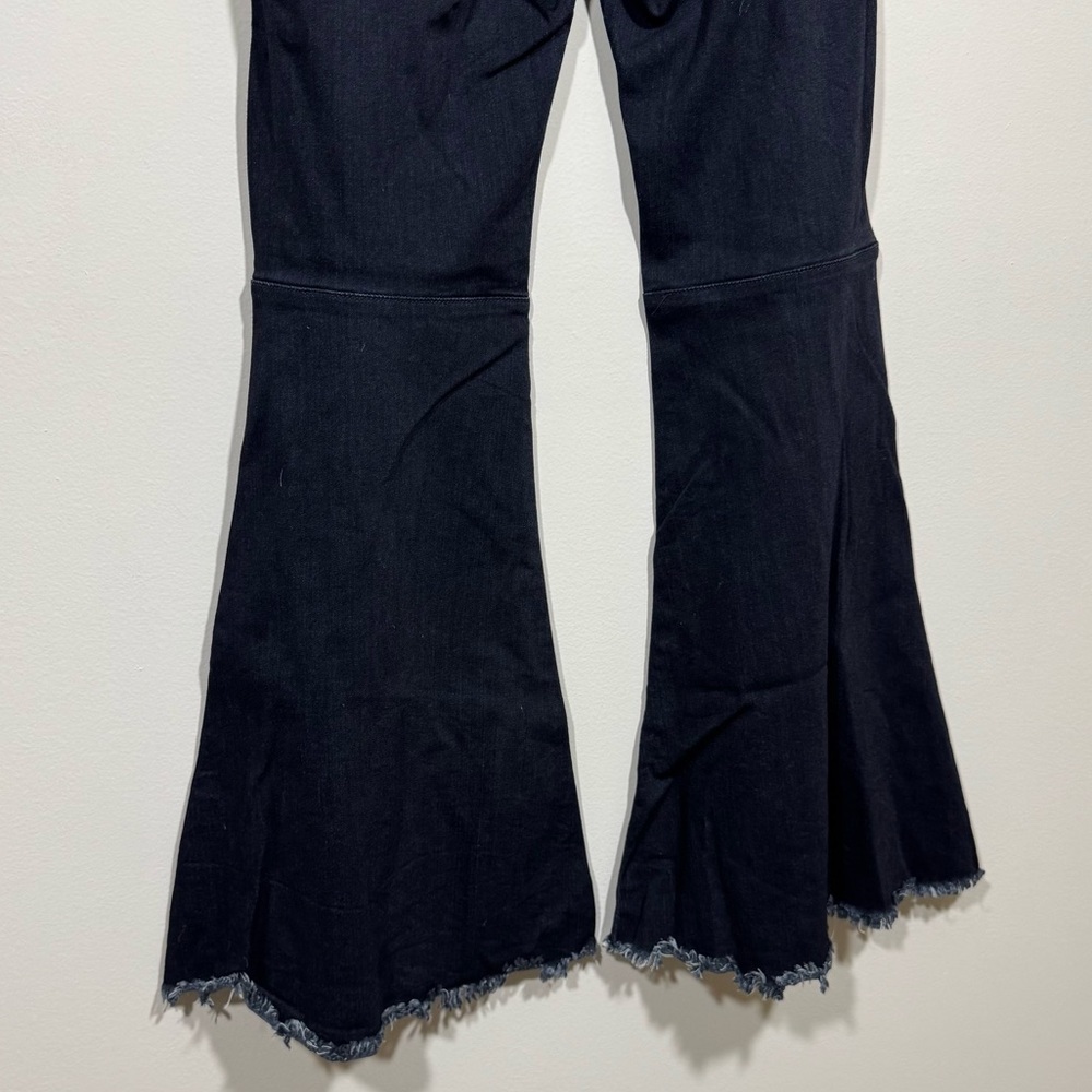 Judy Blue High Waist Super Flare Denim Blue Dark Jeans Raw Hem Women's Sz 7/ 28 - Picture 5 of 8